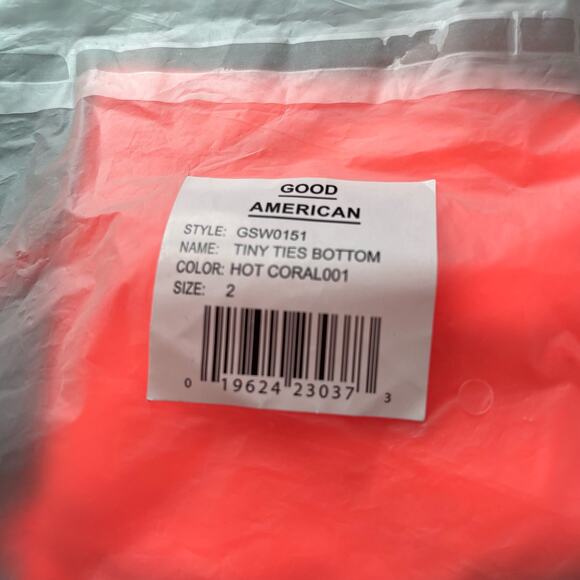 Good American Size Medium Tiny Ties Swim Bottom Hot Coral Size 2 - Picture 4 of 6